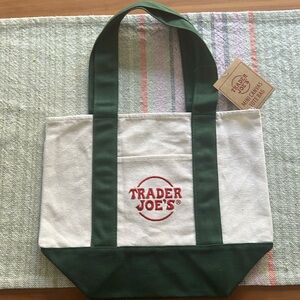 Trader Joe’s Mini Canvas Tote Bag Green NWT